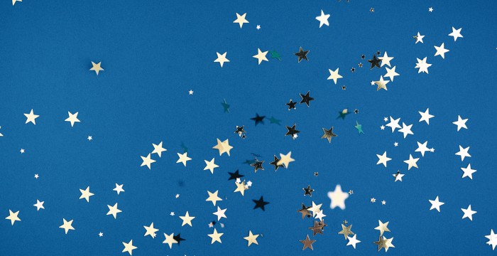 silver stars on a blue background