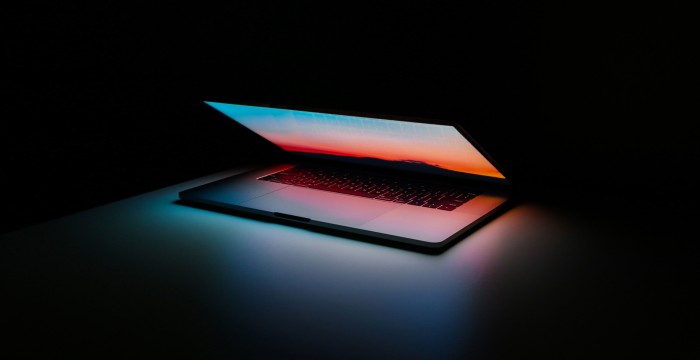 A half open laptop