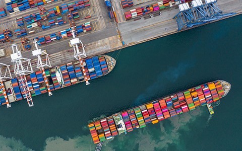 Container ships carrying goods